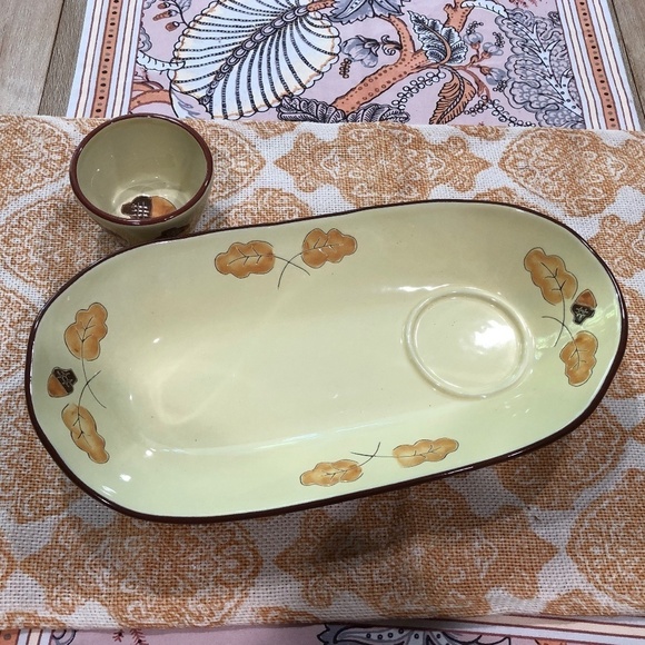 Vintage Y2K Russ Berrie & Co. Autumnal Crudite and Dip Serving Set - Picture 4 of 7